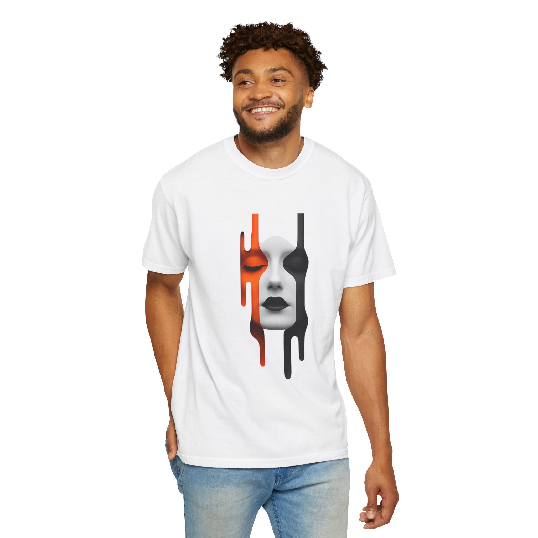 Artistic Drip Face T-shirt - Unique Unisex Graphic Tee, Casual Wear, Gift for Art Lovers, Trendy Streetwear, Everyday Style, Fashion Forward