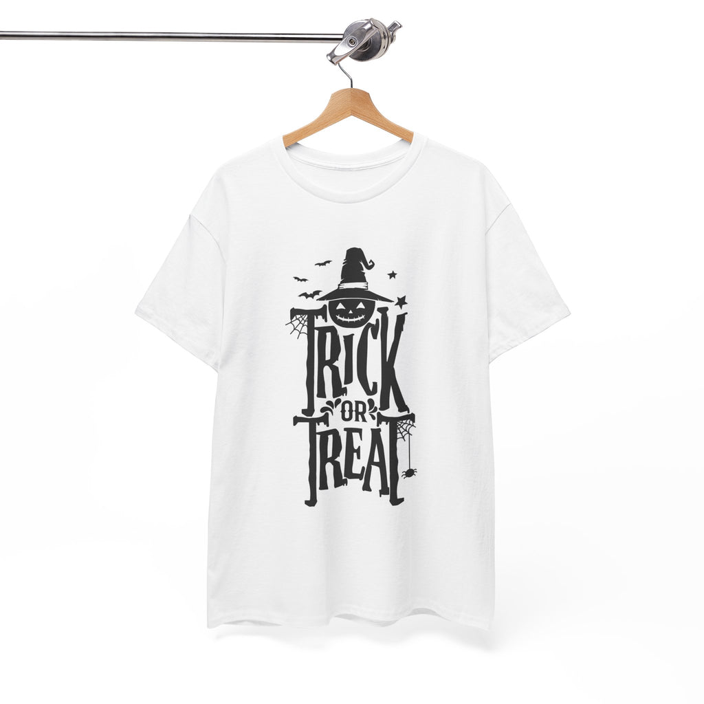 Halloween Trick or Treat Tee, Unisex Cotton T-Shirt, Scary Shirt, Pumpkin Costume, Fall Celebration Apparel