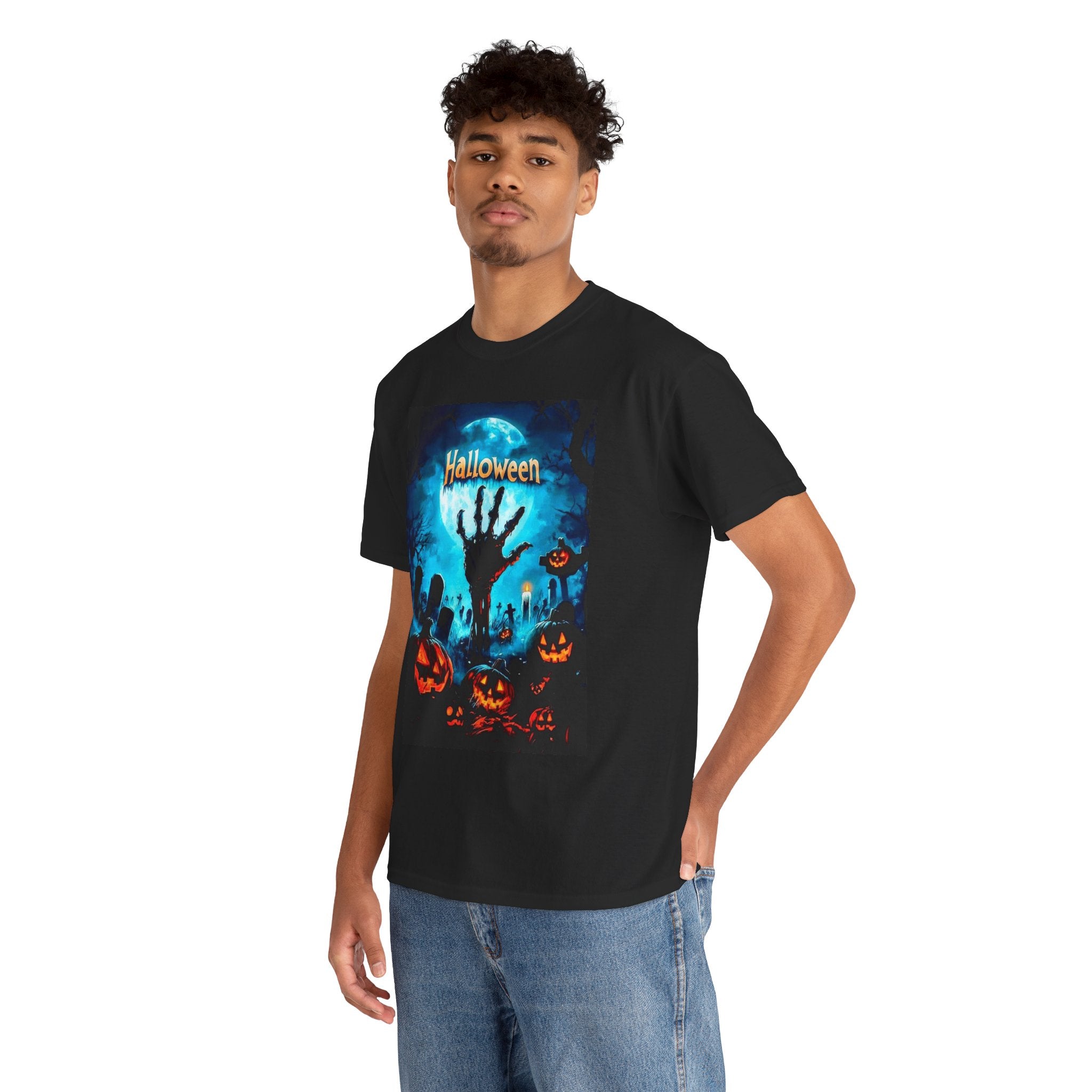 Halloween Unisex Heavy Cotton Tee, Spooky T-Shirt, Pumpkin Shirt, Fall Outfit, Halloween Costume, Gift for Horror Fans