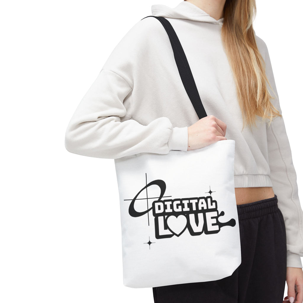 Digital Love Tote Bag, Stylish Eco-Friendly Canvas Bag, Perfect for Everyday Use, Gifts for Valentine’s Day, Shopping, or Beach Trips