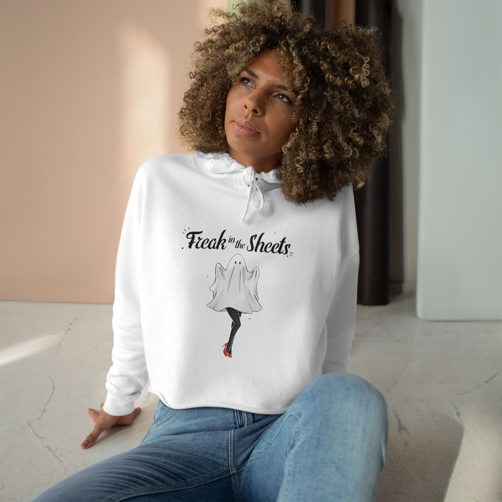 Freak in the Sheets Crop Hoodie, Funny Hoodie, Gift for Her, Casual Wear, Trendy Fashion, Street Style