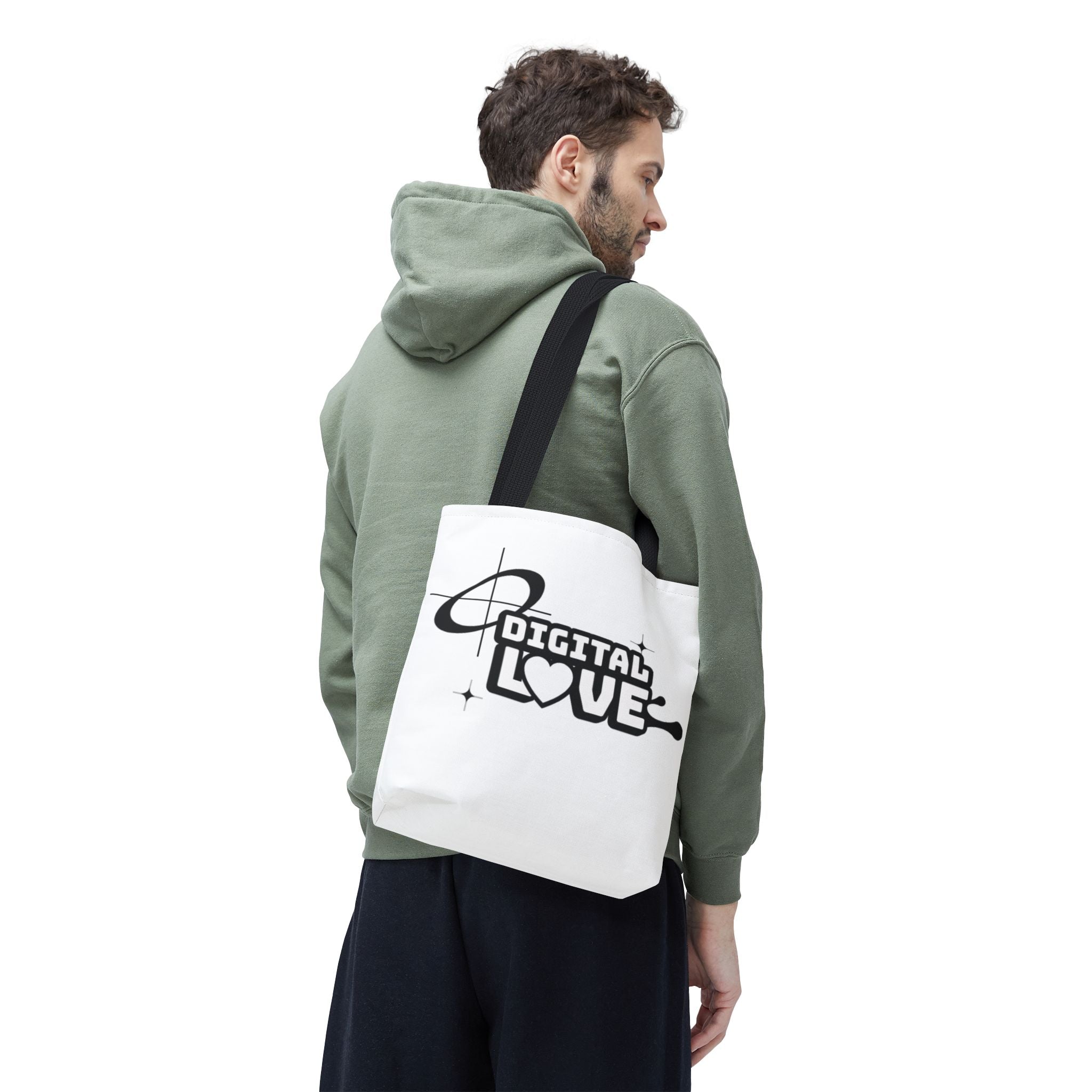 Digital Love Tote Bag, Stylish Eco-Friendly Canvas Bag, Perfect for Everyday Use, Gifts for Valentine’s Day, Shopping, or Beach Trips