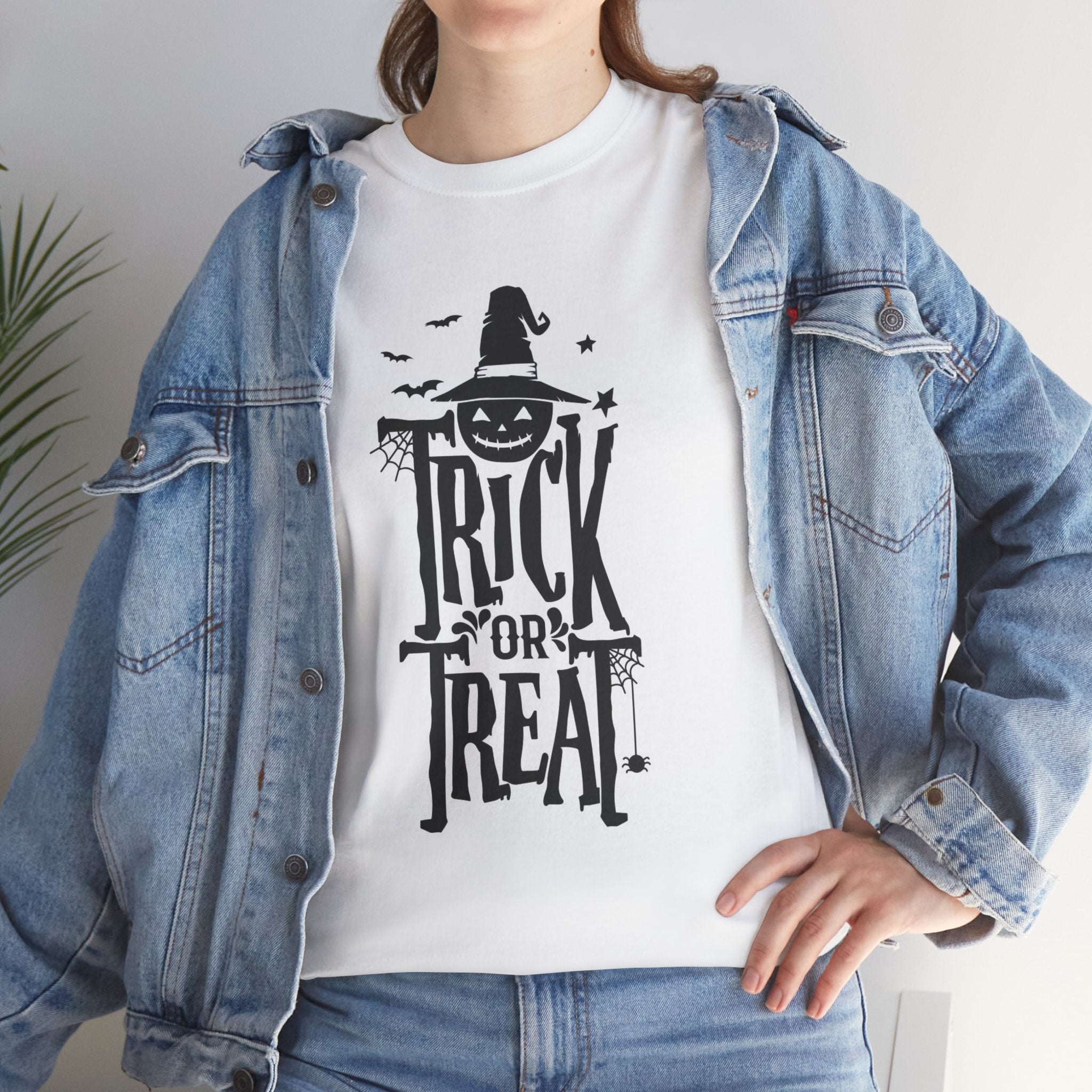 Halloween Trick or Treat Tee, Unisex Cotton T-Shirt, Scary Shirt, Pumpkin Costume, Fall Celebration Apparel