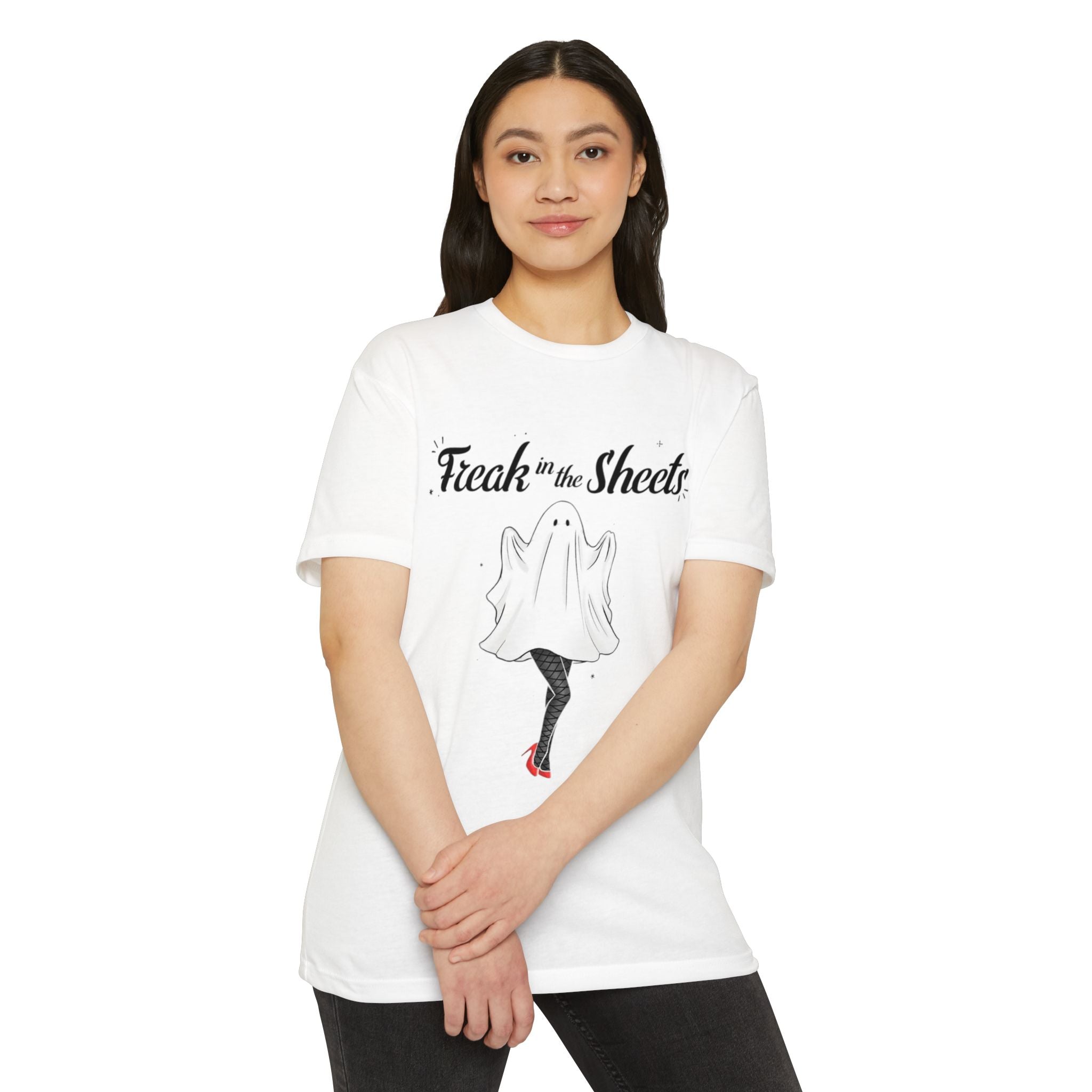 Halloween Humor Unisex T-Shirt | Freak in the Sheets Tee, Cute Ghost Shirt, Spooky Season Apparel, Funny Halloween Gift, Ghost Costume Top
