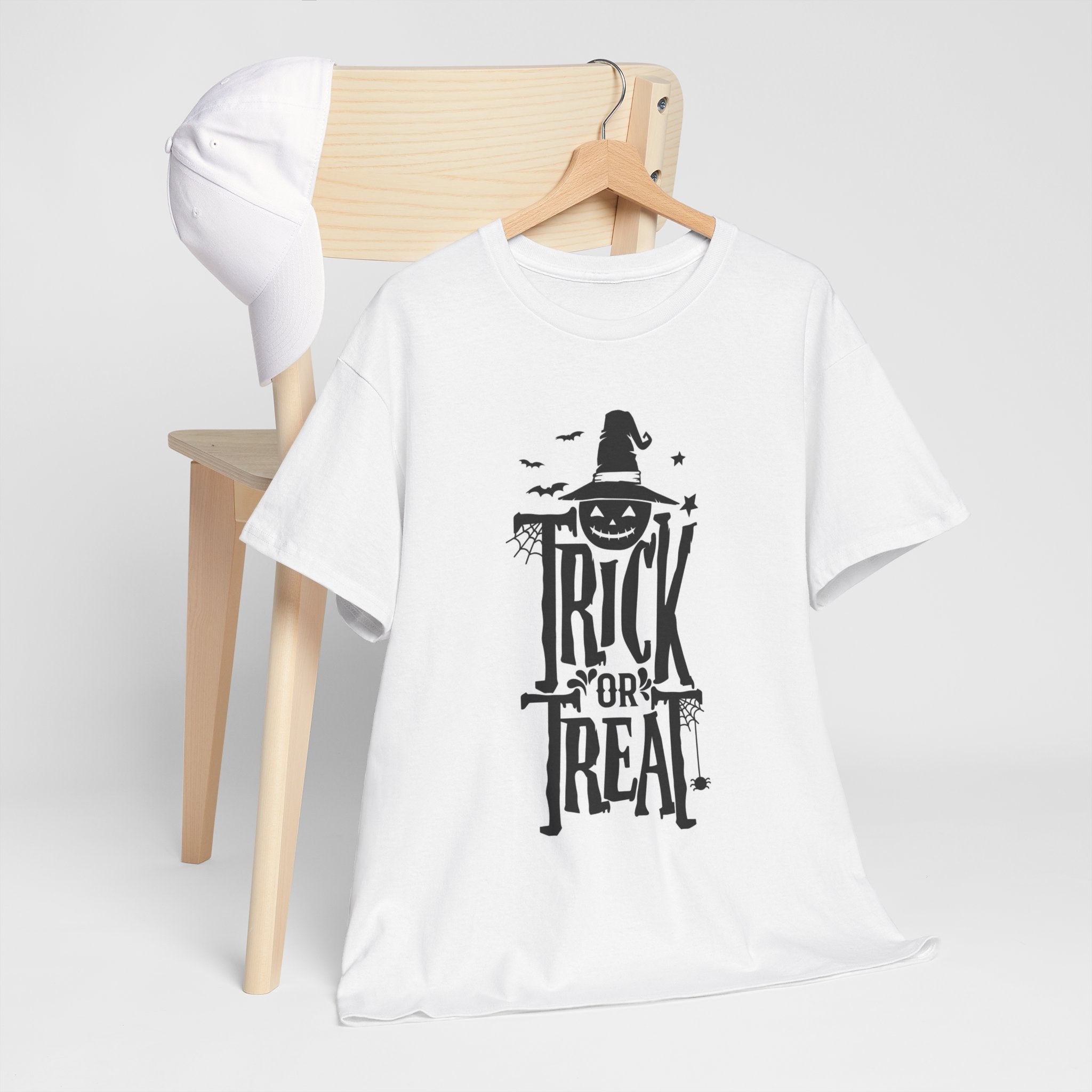 Halloween Trick or Treat Tee, Unisex Cotton T-Shirt, Scary Shirt, Pumpkin Costume, Fall Celebration Apparel