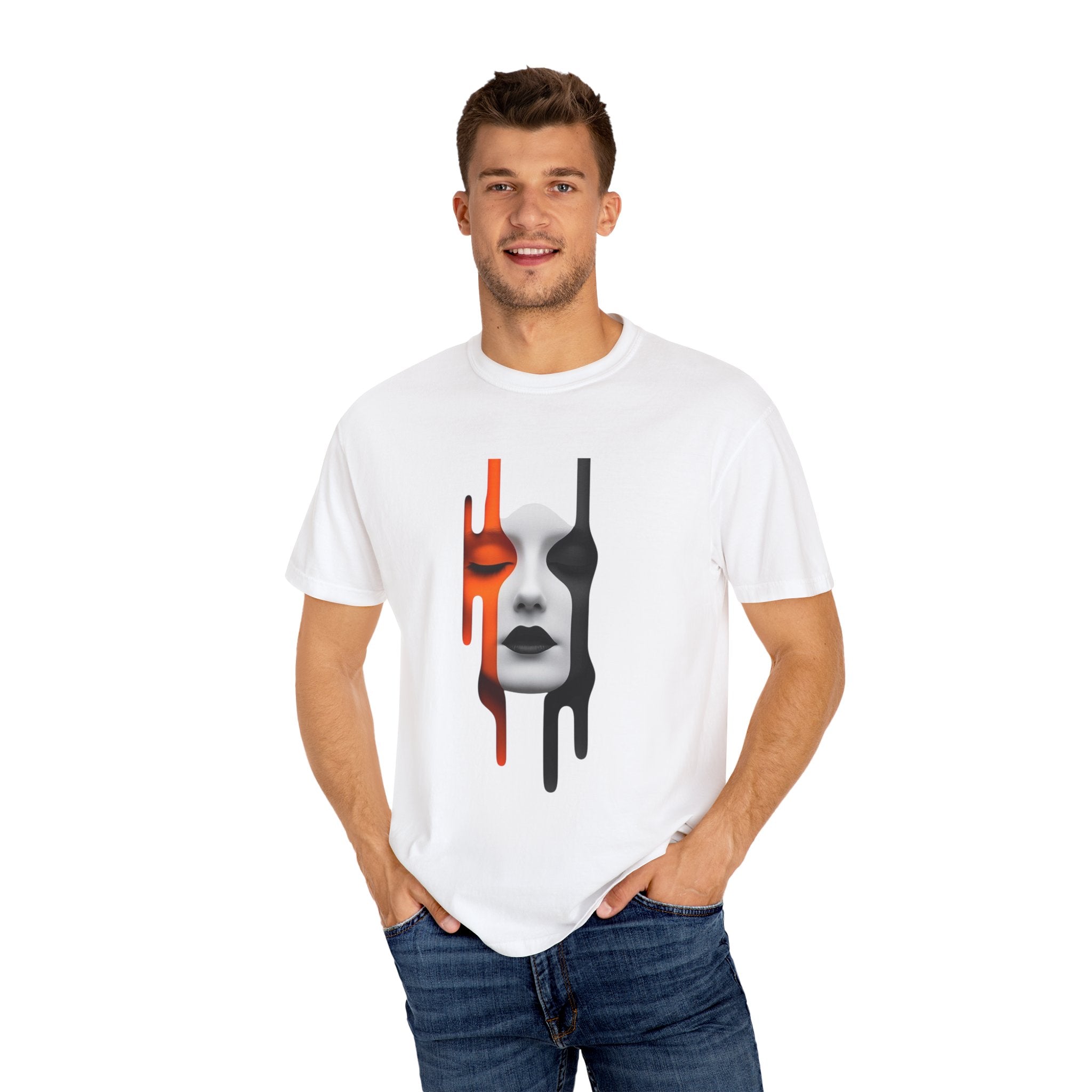 Artistic Drip Face T-shirt - Unique Unisex Graphic Tee, Casual Wear, Gift for Art Lovers, Trendy Streetwear, Everyday Style, Fashion Forward