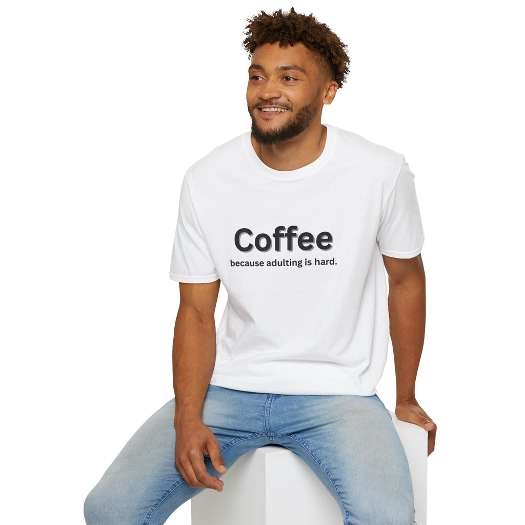 Coffee T-Shirt - Unisex Softstyle Tee, Motivational Shirt, Funny Gift for Adults, Perfect for Lazy Days, Birthday Present