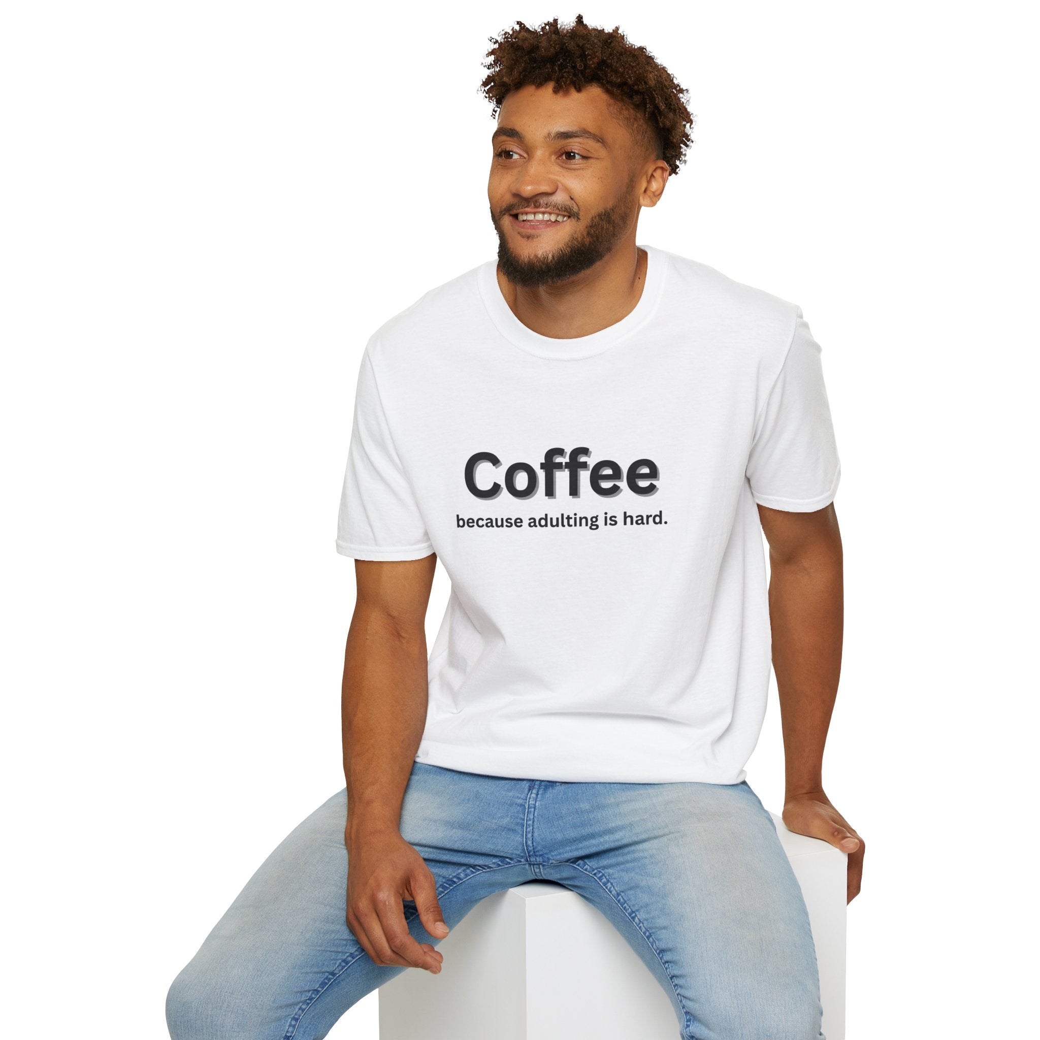 Coffee T-Shirt - Unisex Softstyle Tee, Motivational Shirt, Funny Gift for Adults, Perfect for Lazy Days, Birthday Present