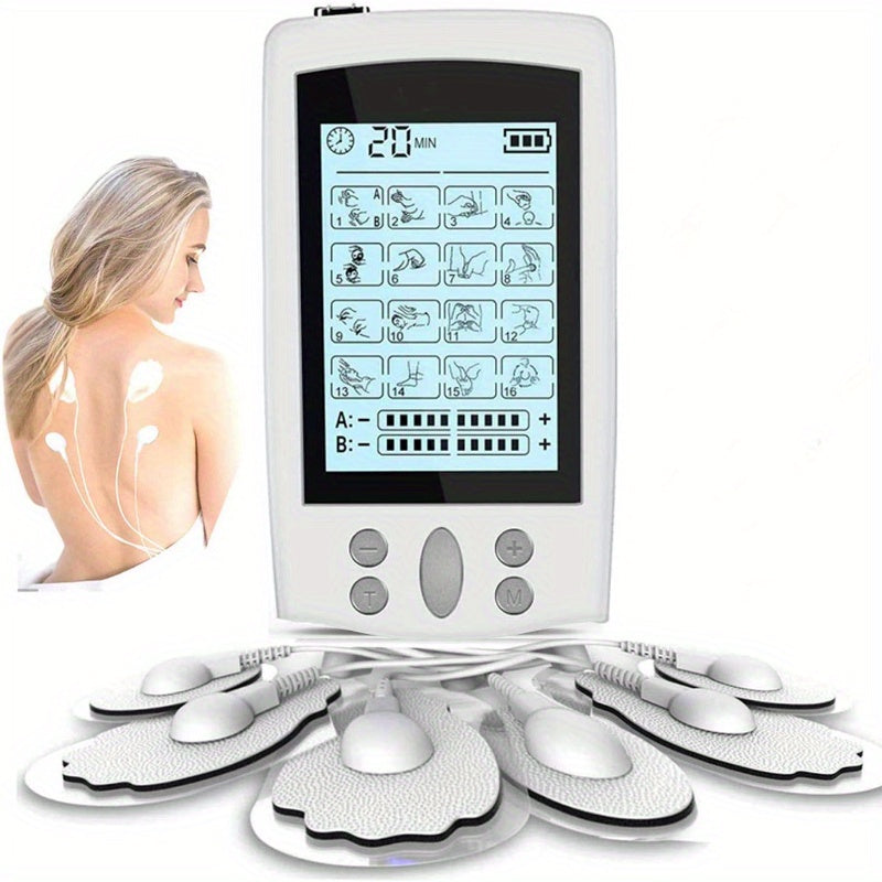 16-Mode Electric Massager - Dual Output EMS & TENS(White)-0