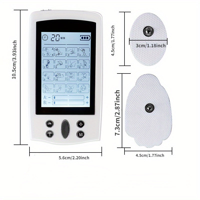 16-Mode Electric Massager - Dual Output EMS & TENS(White)-3