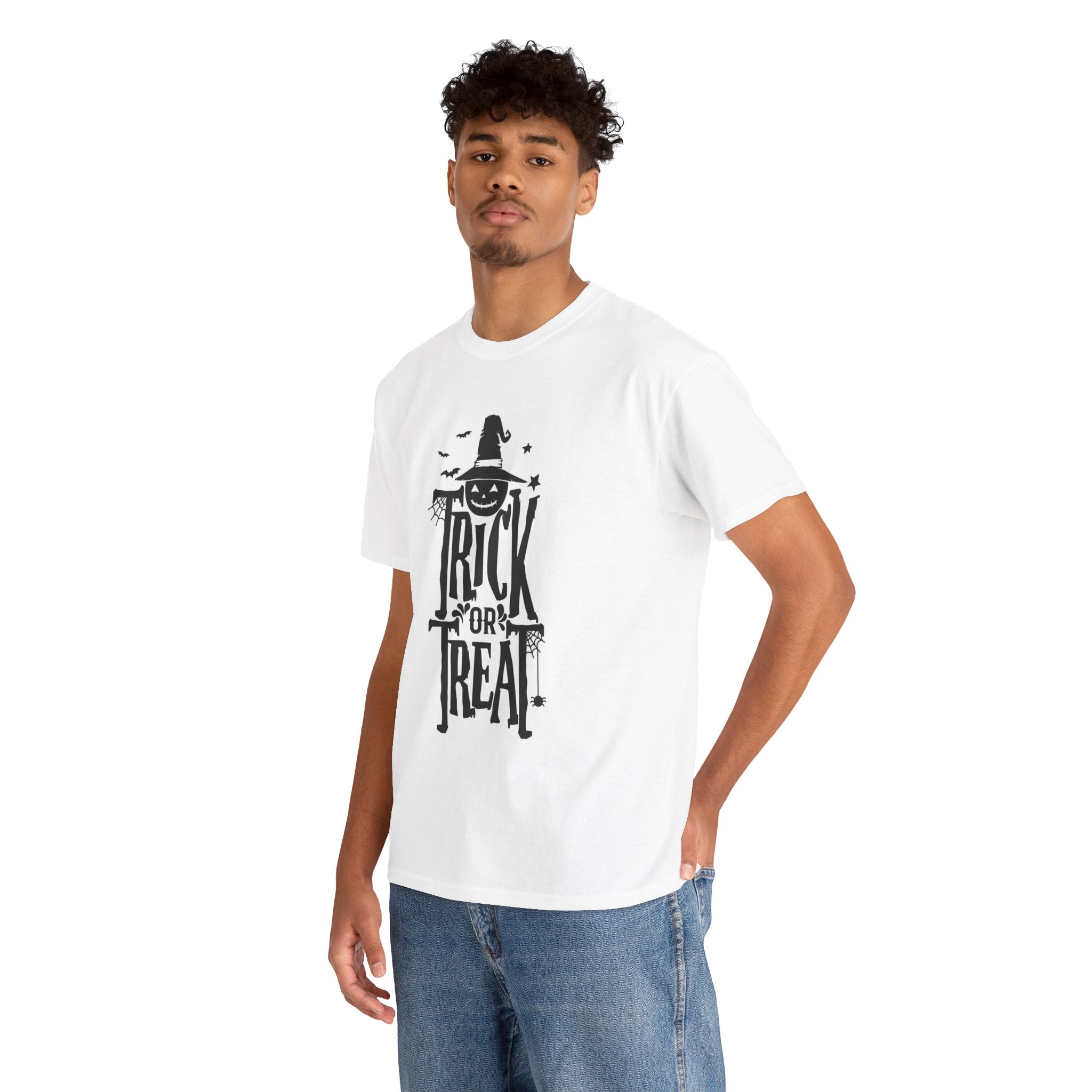 Halloween Trick or Treat Tee, Unisex Cotton T-Shirt, Scary Shirt, Pumpkin Costume, Fall Celebration Apparel