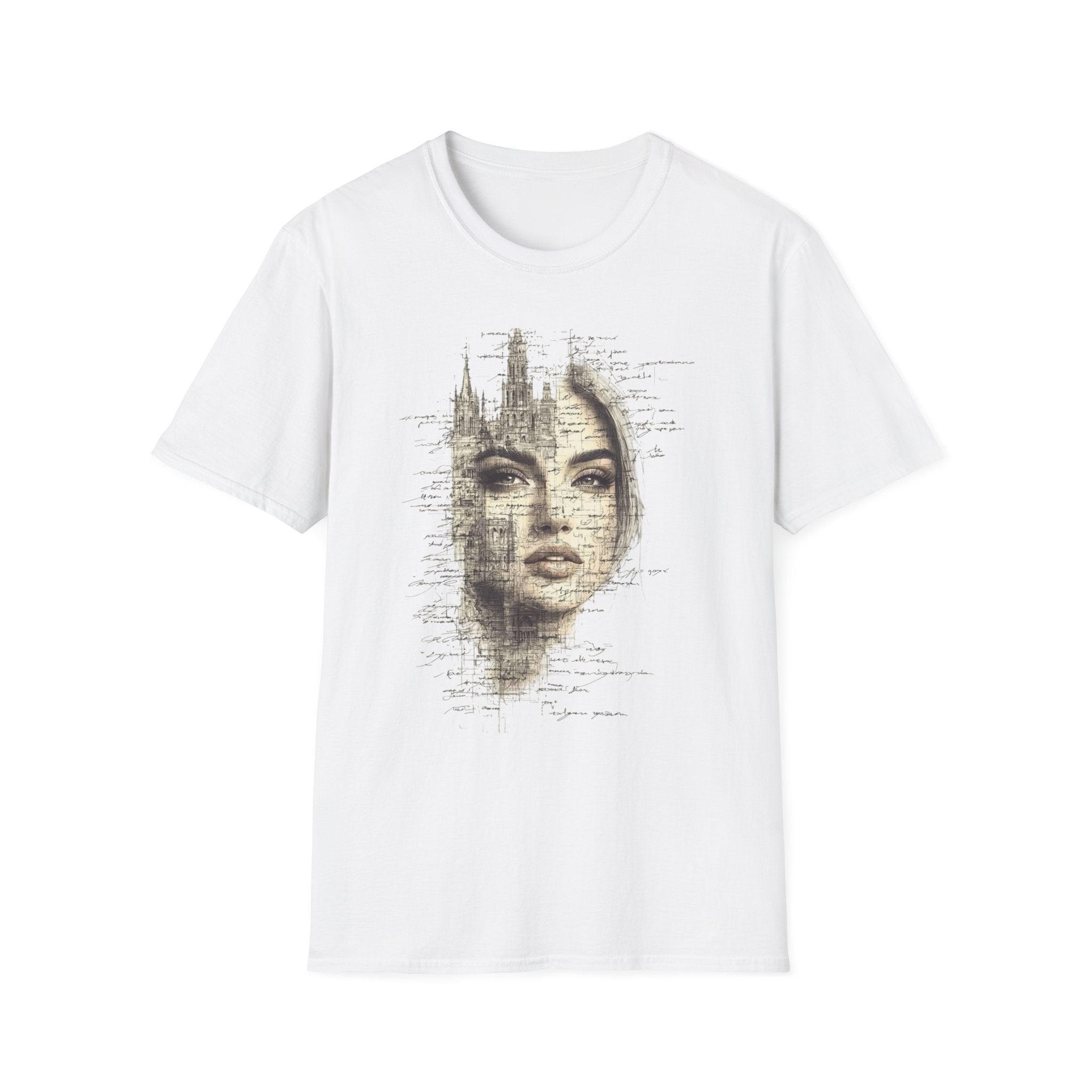 Artistic Portrait Unisex T-Shirt | Softstyle Graphic Tee for Art Lovers, Trendy Apparel, Gift for Creatives, Fashion Statement