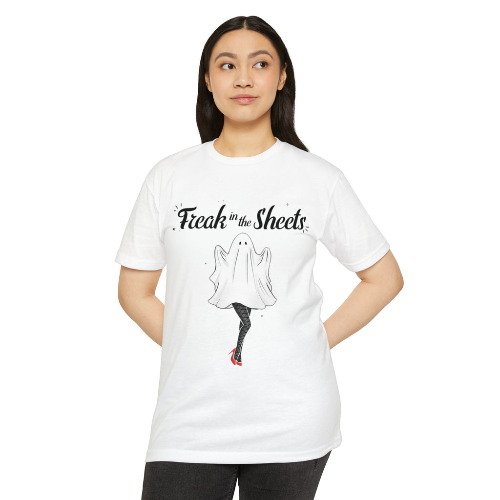 Halloween Humor Unisex T-Shirt | Freak in the Sheets Tee, Cute Ghost Shirt, Spooky Season Apparel, Funny Halloween Gift, Ghost Costume Top