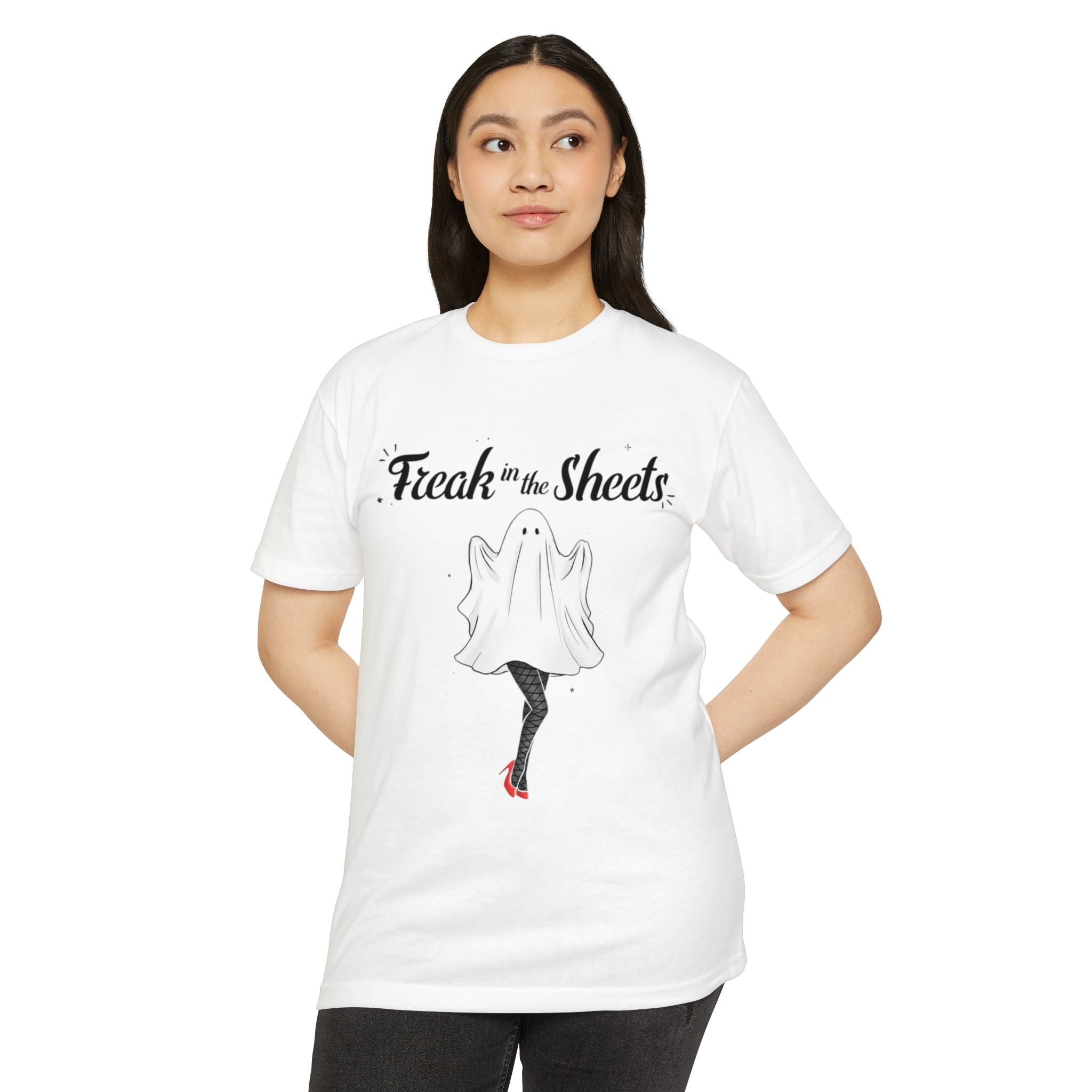 Halloween Humor Unisex T-Shirt | Freak in the Sheets Tee, Cute Ghost Shirt, Spooky Season Apparel, Funny Halloween Gift, Ghost Costume Top