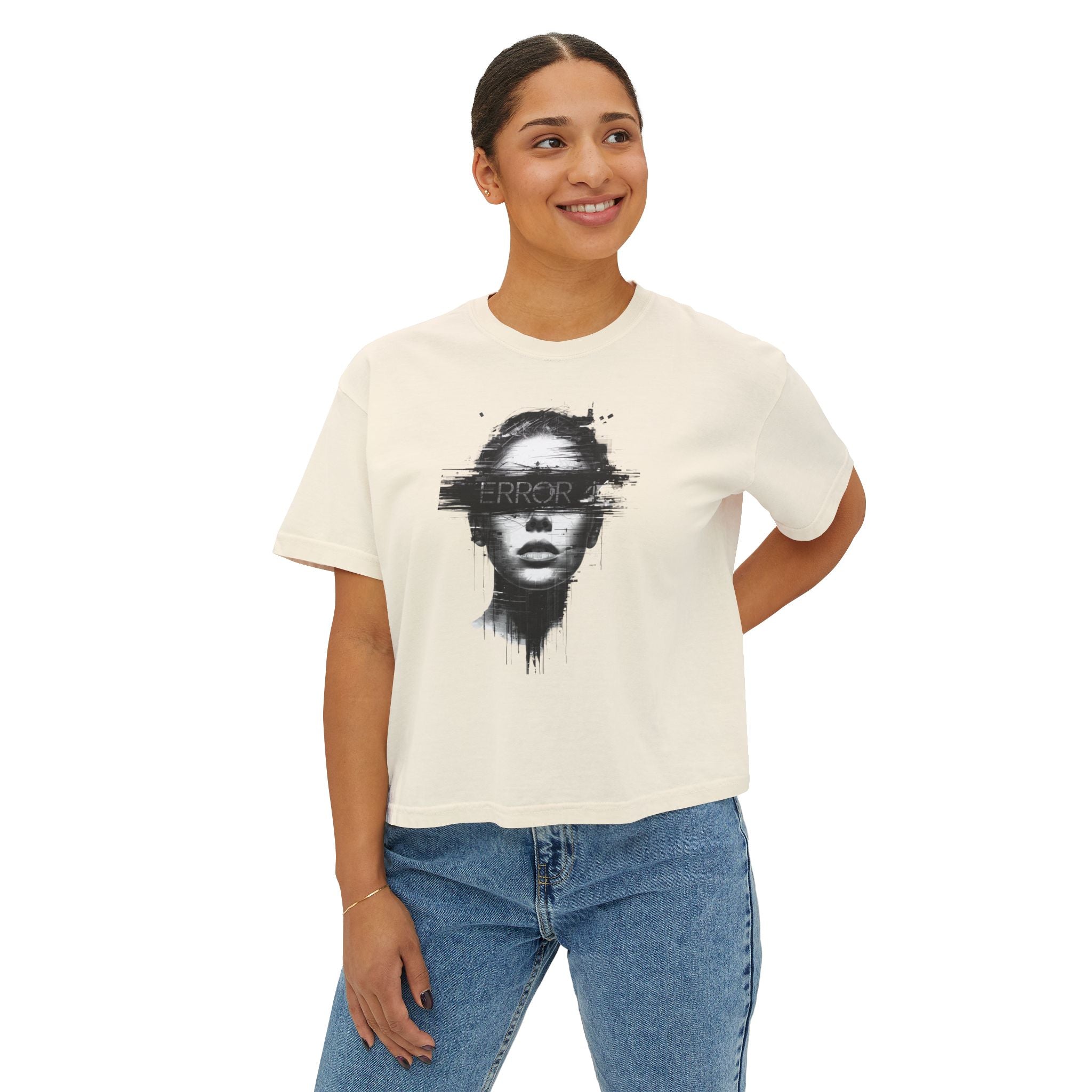 Trendy Women's Boxy Tee - 'Error' and 'Blessed' Graphic Tees for Casual Style, Gift, Everyday Wear, Self-Expression, Art Lover T-Shirt