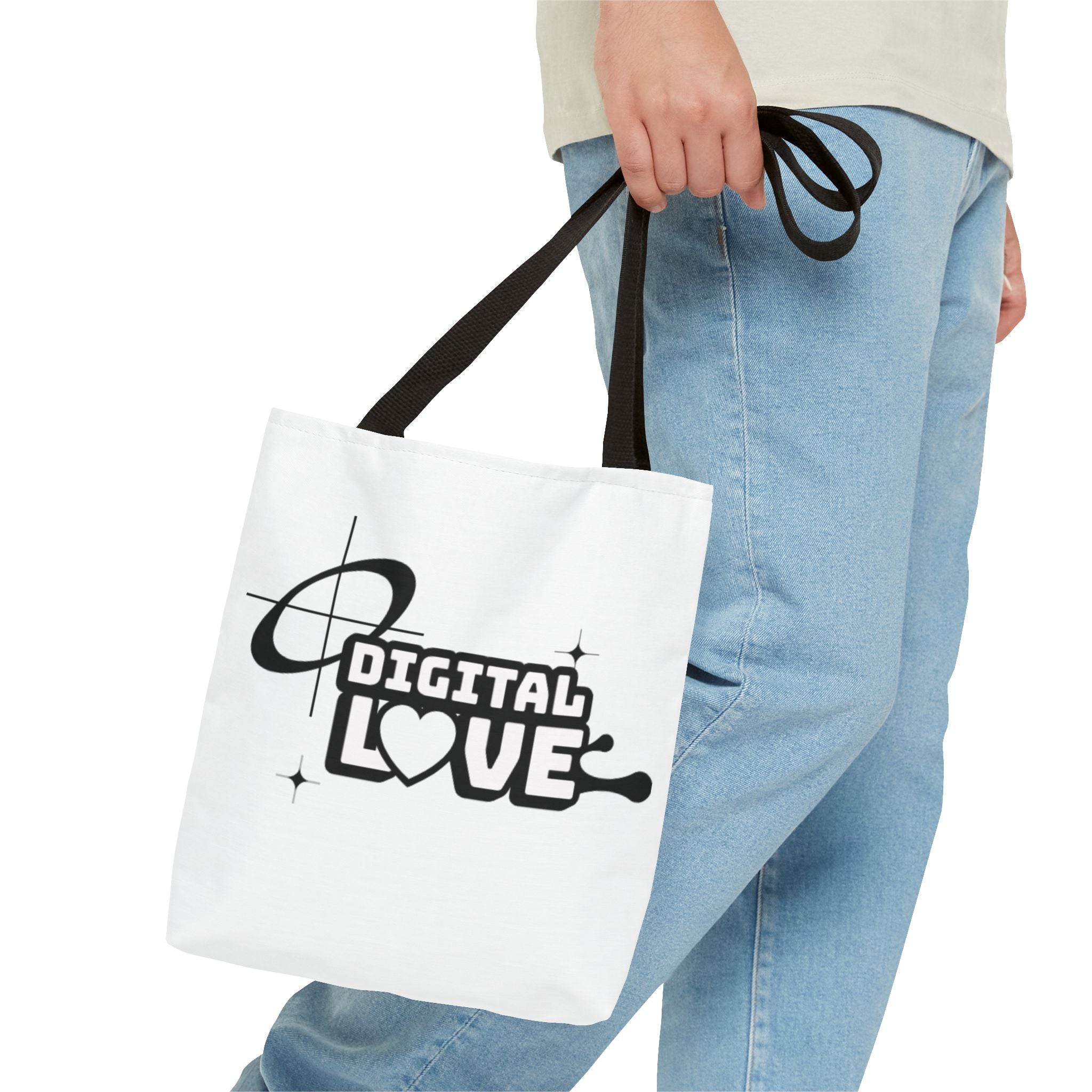 Digital Love Tote Bag, Stylish Eco-Friendly Canvas Bag, Perfect for Everyday Use, Gifts for Valentine’s Day, Shopping, or Beach Trips