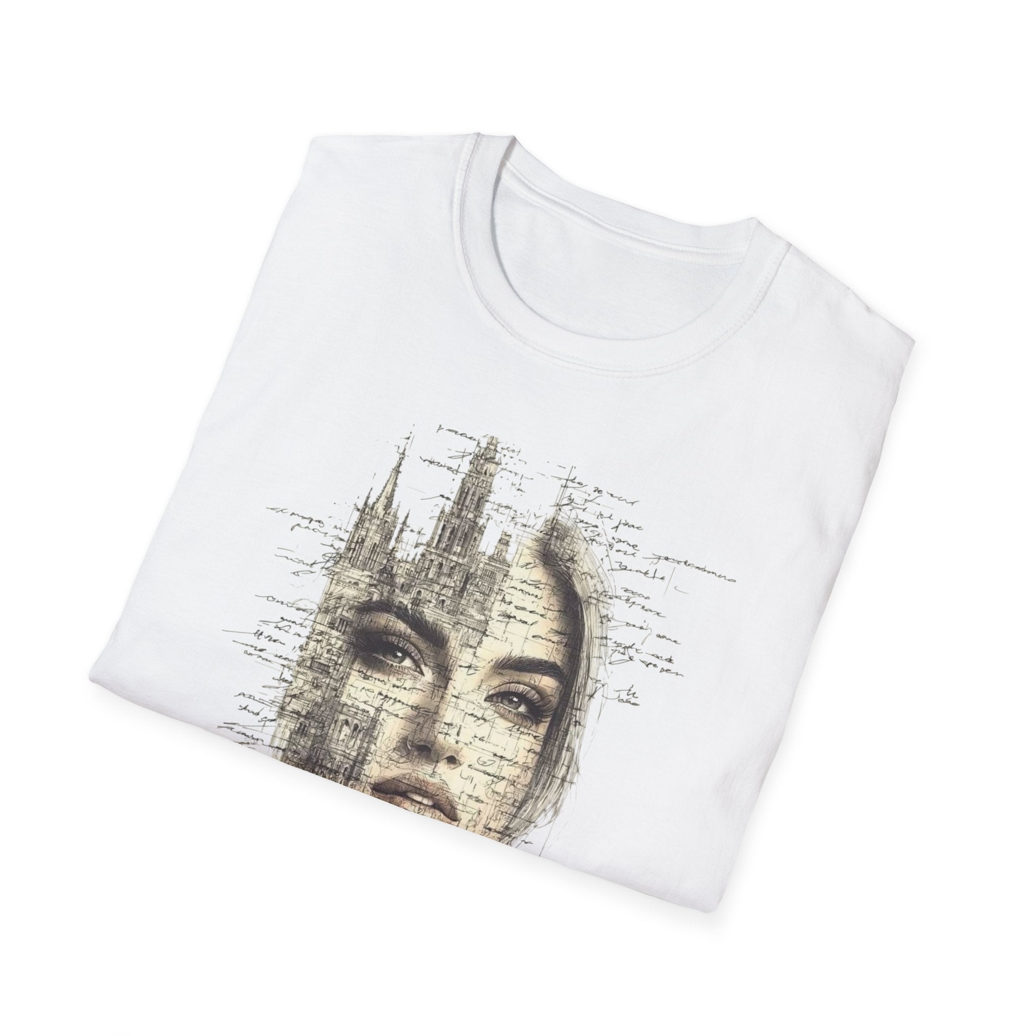 Artistic Portrait Unisex T-Shirt | Softstyle Graphic Tee for Art Lovers, Trendy Apparel, Gift for Creatives, Fashion Statement