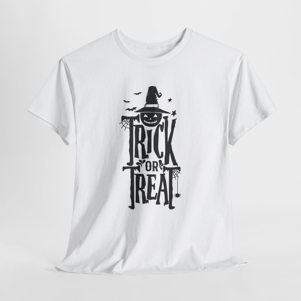 Halloween Trick or Treat Tee, Unisex Cotton T-Shirt, Scary Shirt, Pumpkin Costume, Fall Celebration Apparel