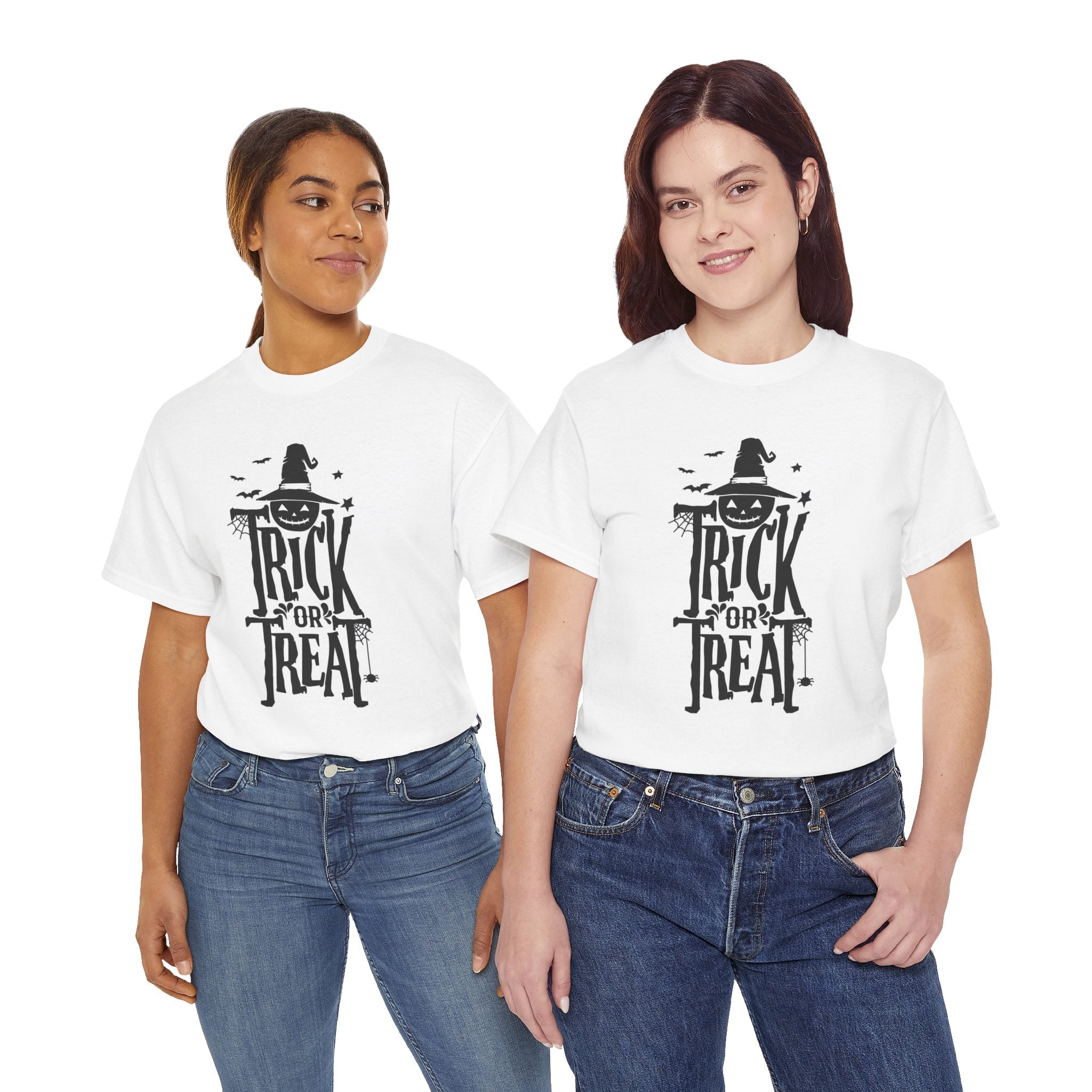 Halloween Trick or Treat Tee, Unisex Cotton T-Shirt, Scary Shirt, Pumpkin Costume, Fall Celebration Apparel