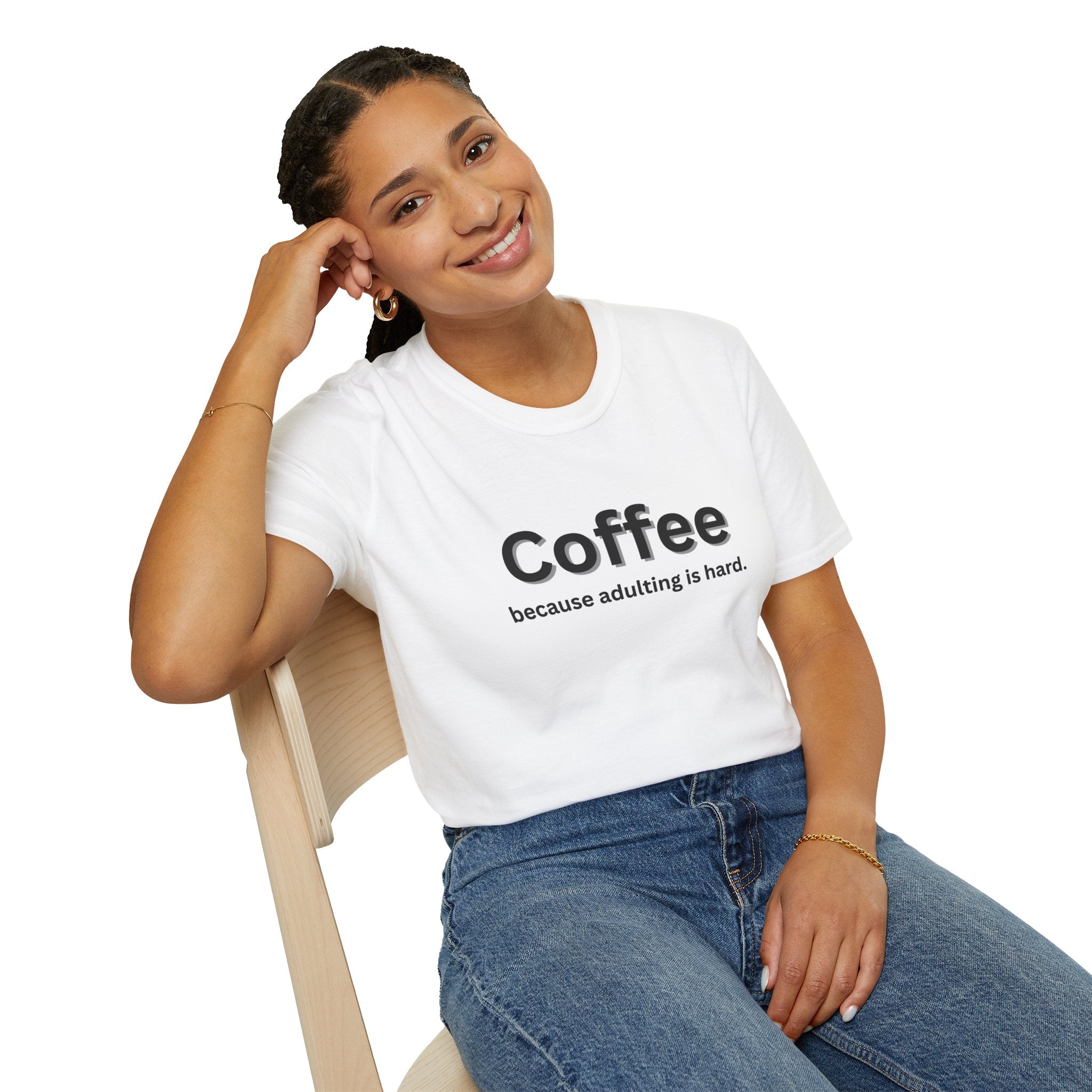 Coffee T-Shirt - Unisex Softstyle Tee, Motivational Shirt, Funny Gift for Adults, Perfect for Lazy Days, Birthday Present
