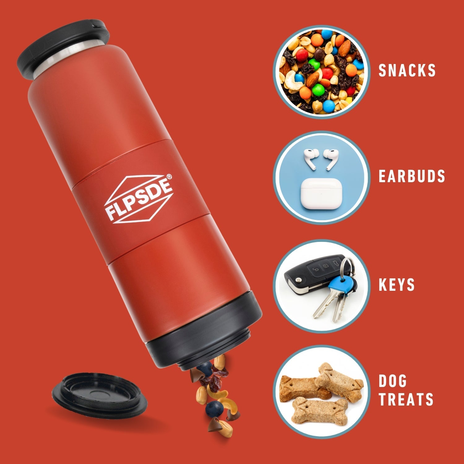 FLPSDE Dual Chamber Water Bottle with Snack Storage
