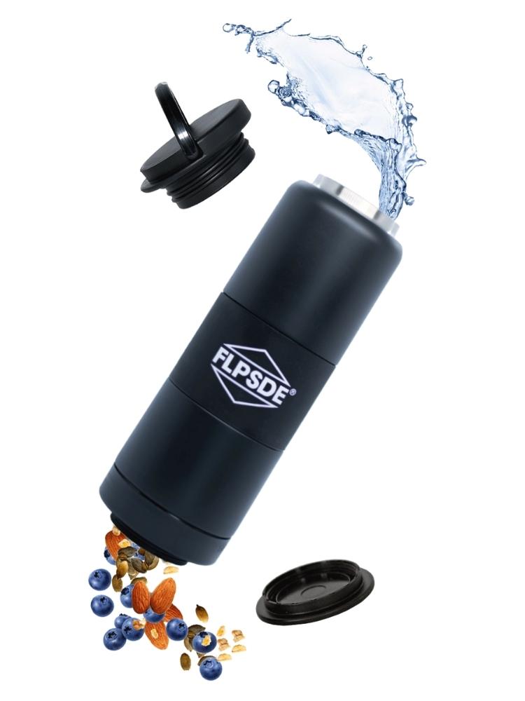 FLPSDE Dual Chamber Water Bottle with Snack Storage