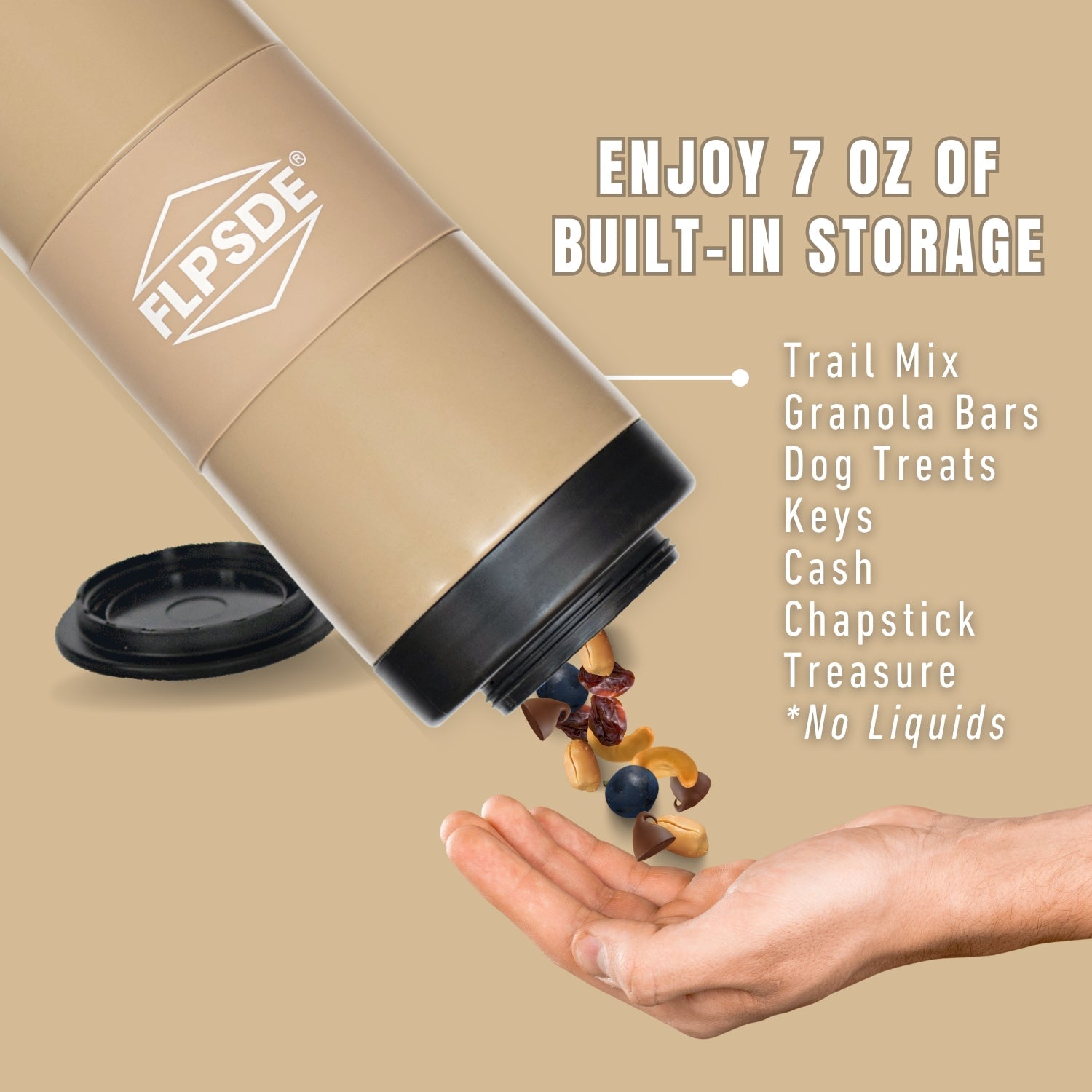 FLPSDE Dual Chamber Water Bottle with Snack Storage