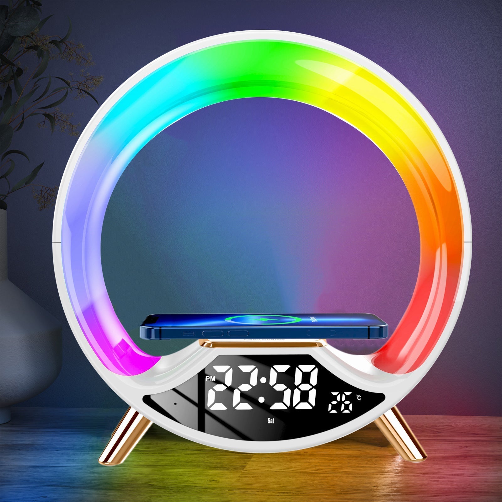 Wireless Charger Lamp with Clock