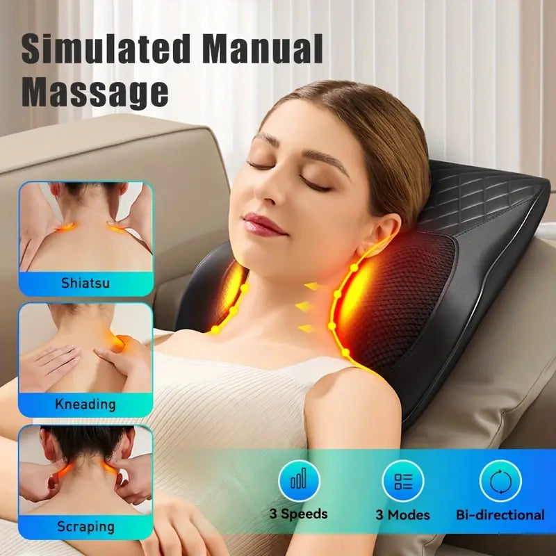 Cordless 3D Massage Pillow with Heat - Black-2